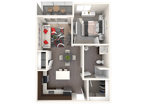 Renaissance_1 Bed 1 Bath_Aldo Floor Plan